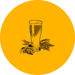 icona con il disegno di un bicchiere di birra con dei luppoli e malto